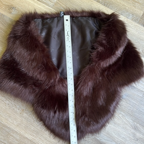 Faux Fur Neck Wrap brown evening dressy one size - Picture 10 of 12